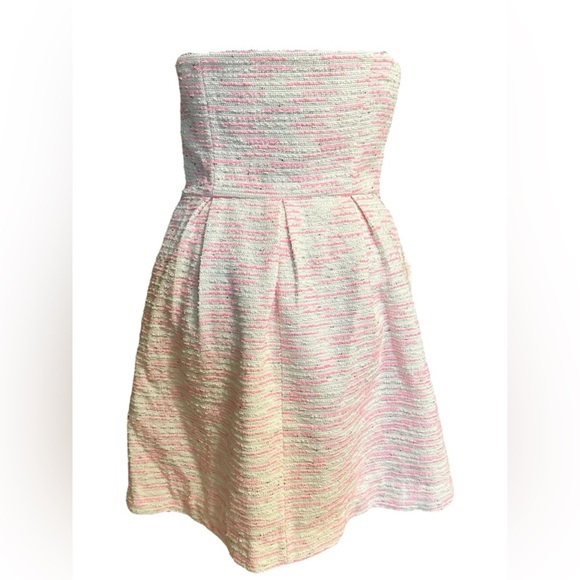 Anthropologie Moulinette Speer’s Pink Tweed Convertible Strapless Dress Size 6 - Picture 3 of 11